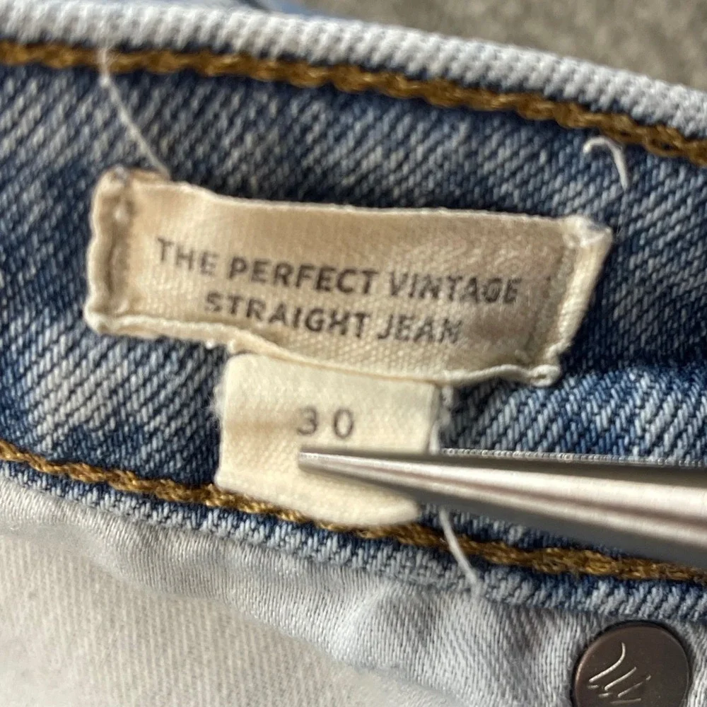 Madewell The Perfect Vintage Straight Jean Light Wash Distressed Size 30 cropped - Picture 4 of 11